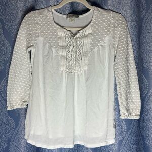 Vintage America Blues White Boho Lace Blouse Small